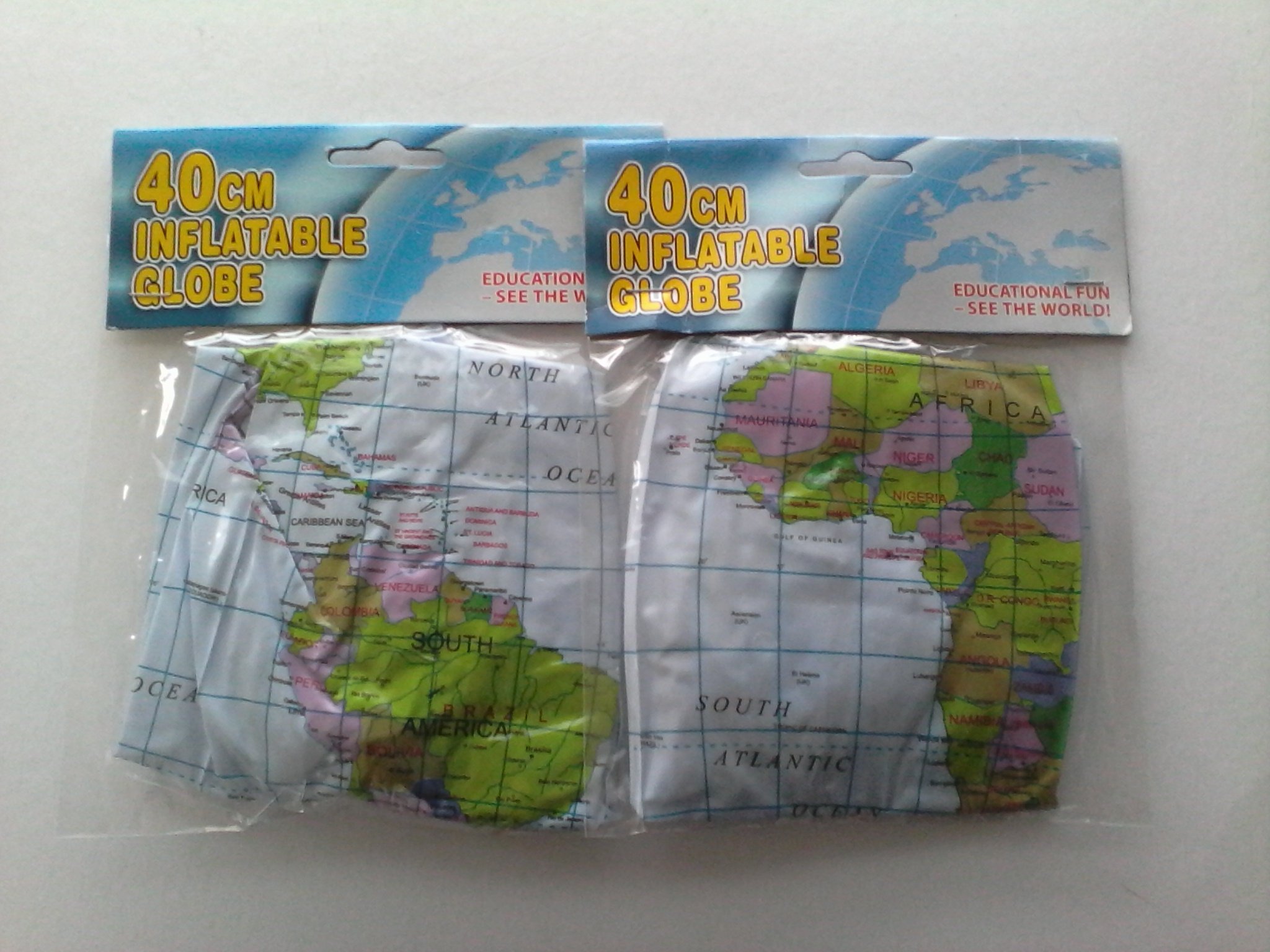 Henbrandt 2 x Childrens Kids 40cm Inflatable Globe Educational Summer Beach Fun See The World