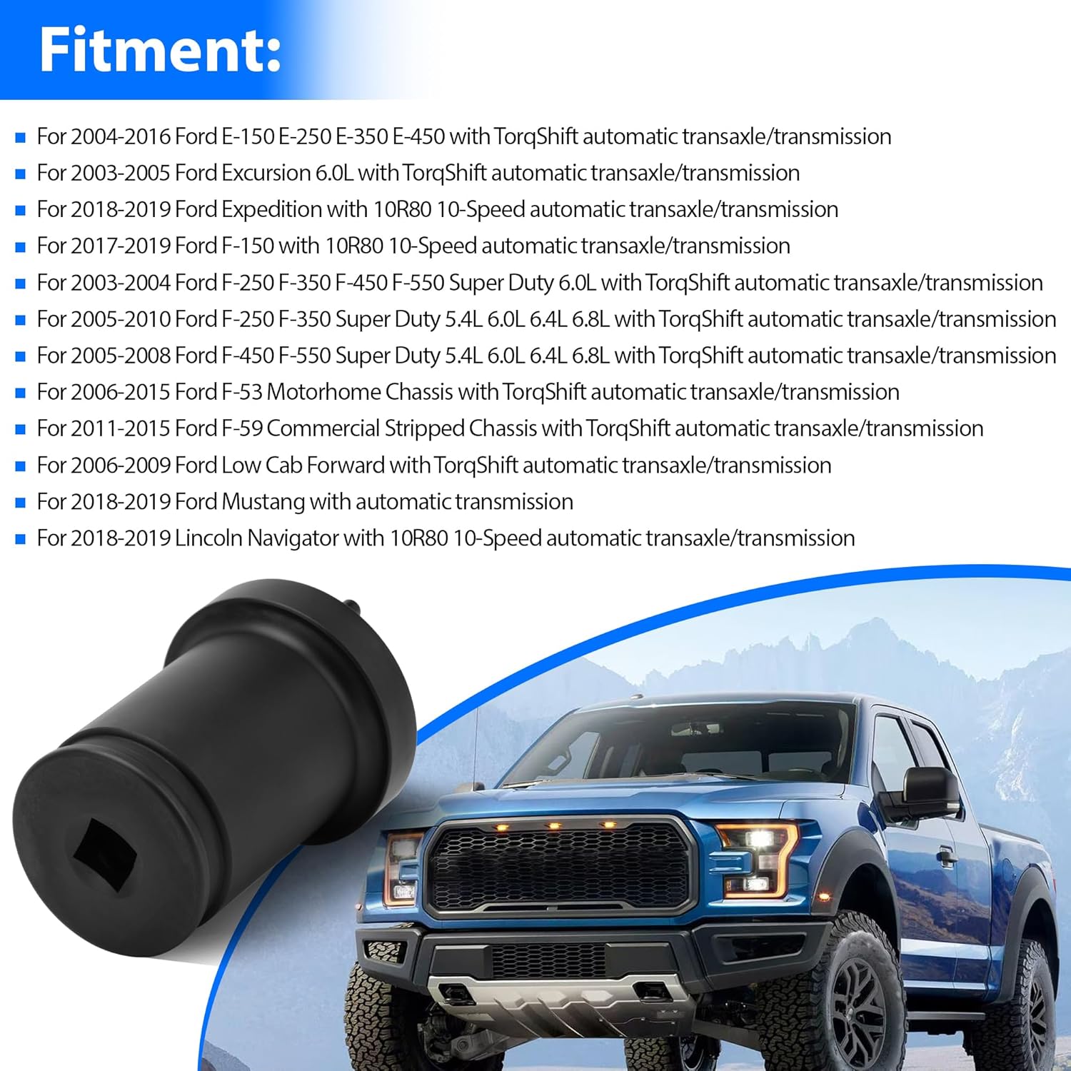 Output Shaft Locknut Socket Removal Tool T-7458 For Ford TorqShift F-150 2017-2019 F-250 F-350 Super Duty 2003-2016 4R100 10R80 Automatic Transmissions