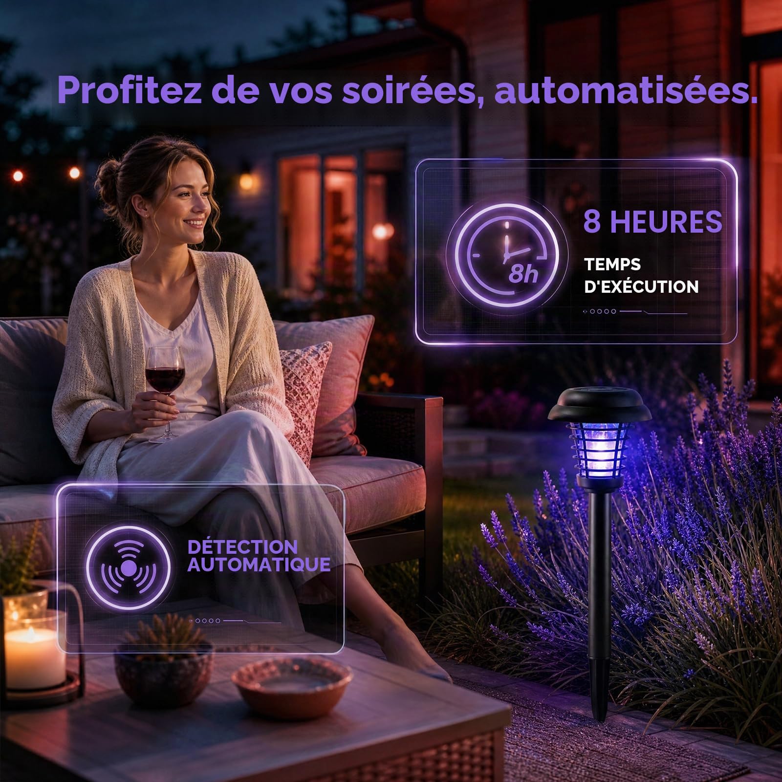 Lampe Anti Moustique Électrique Solaire,UV Lampe Anti Moustique Exterieur Solaire IP44 Étanche Extérieur Rechargeable Anti Insectes Répulsif pour Jardin Pelouse Mites, Mouches,Insectes Anti Mouche