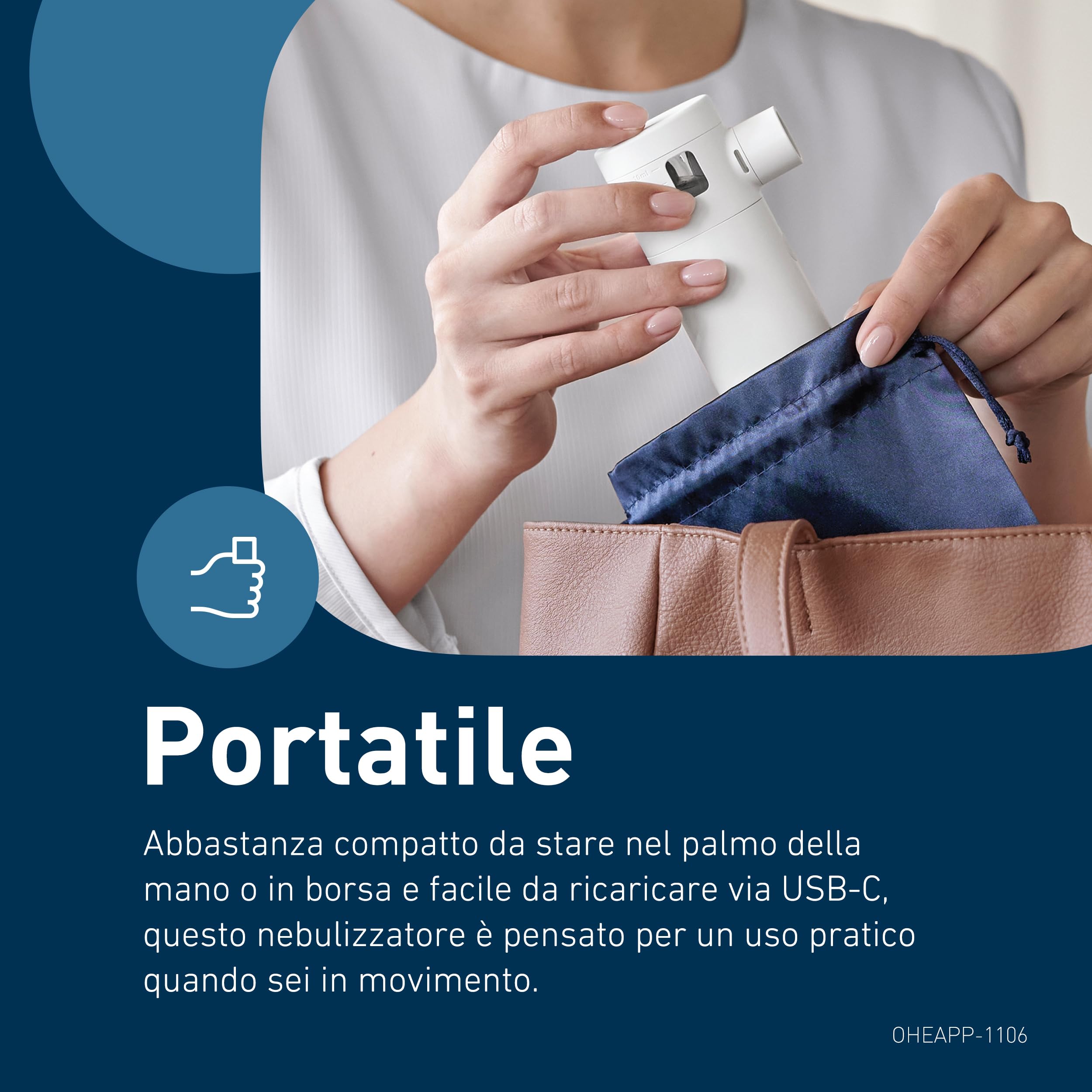 OMRON MicroAir Move Aerosol Mesh Portatile Silenzioso | Macchina Aerosol Adulti Bambini con Maschere e Boccaglio | Ricaricabile USB-C | Design Compatto per Casa e Viaggio