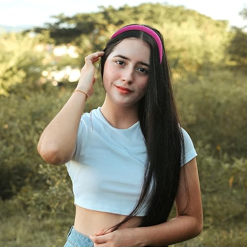 Miniatura 5 de Ondder 1 paquete de diademas acolchadas de color rosa intenso para mujeres de los años 90, diademas suaves y lisas a la moda para niñas, turbante