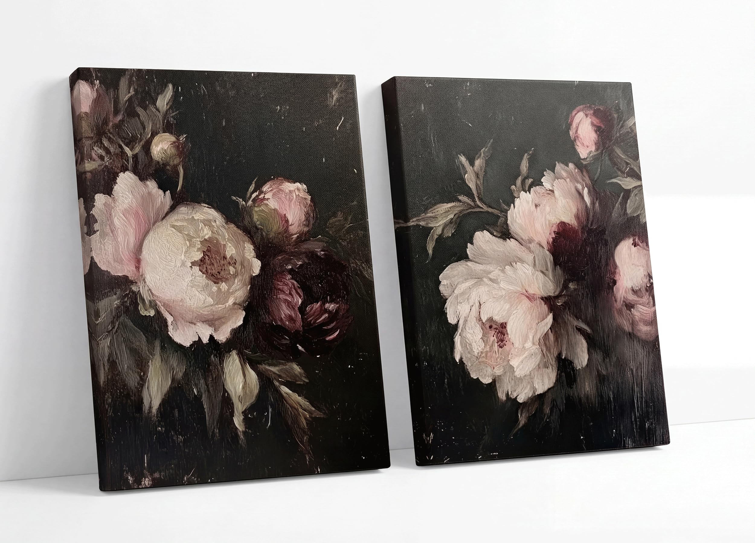 KKJ Vintage Floral Canvas Wall Art Set