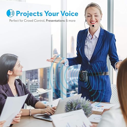 Miniatura 6 de Pyle Altavoz PA portátil y amplificador de voz cintura compacta con batería recargable, incluye micrófono de auriculares y conector auxiliar de