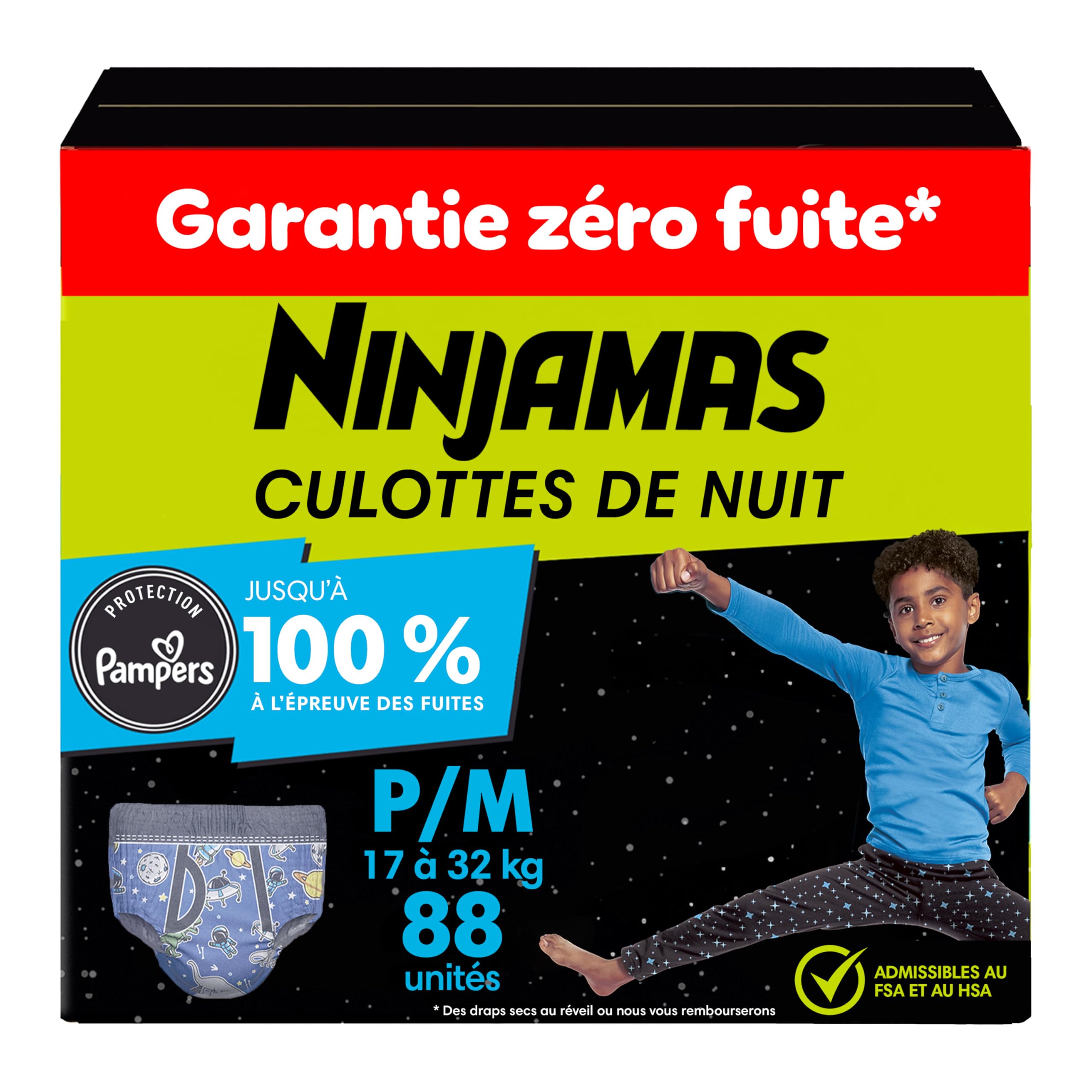 Pampers Ninjamas Nighttime Bedwetting Underwear Boys Size S/M (38