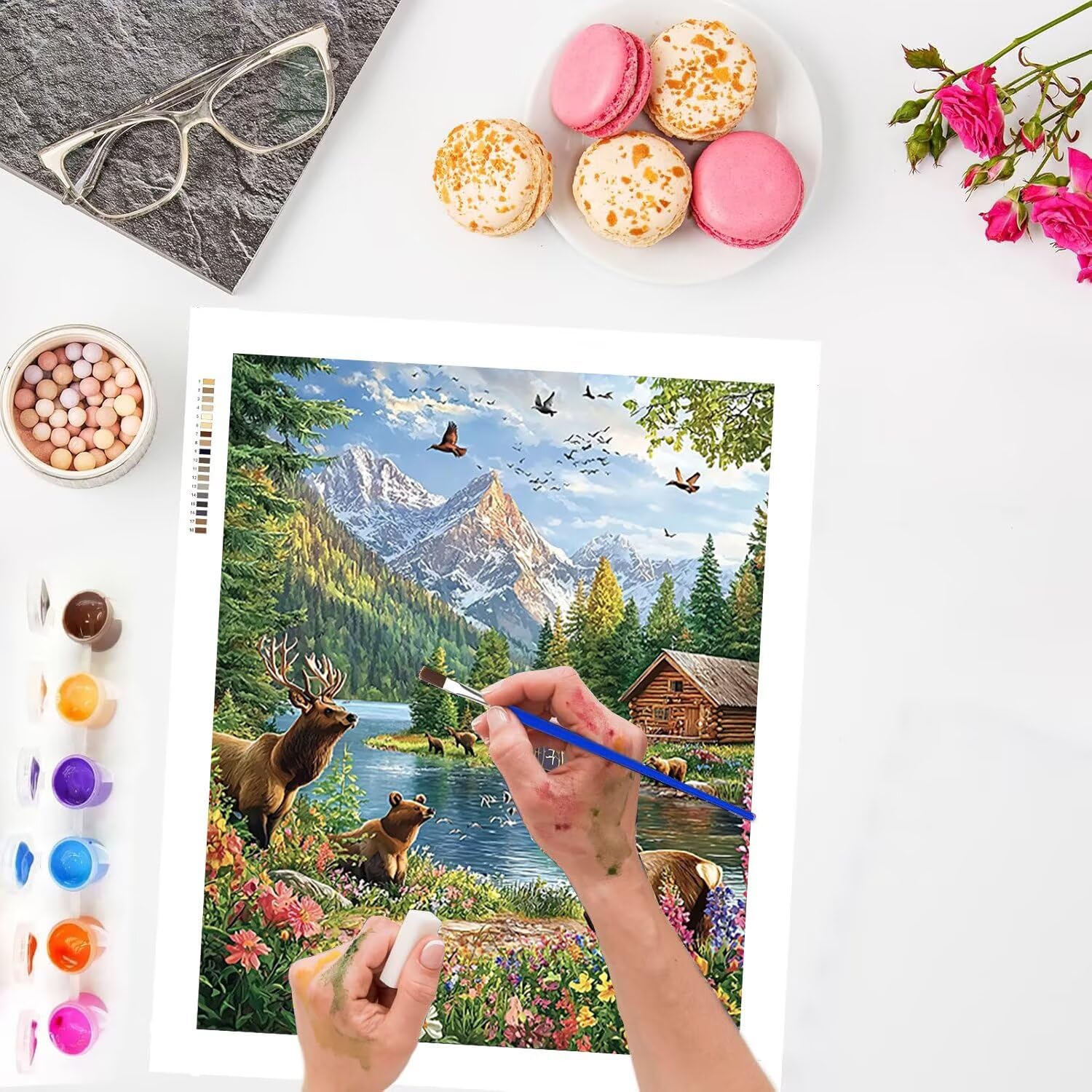 WEISHIWE Paesaggio animale Dipingere con i Numeri per Adulti, 70x90cm a-164 | Paint by Numbers Kit con Pennelli e Acrilico Pigmento, Fai da te Olio La Pittura di Numeri Kit, Decora la Casa, senza Cornice