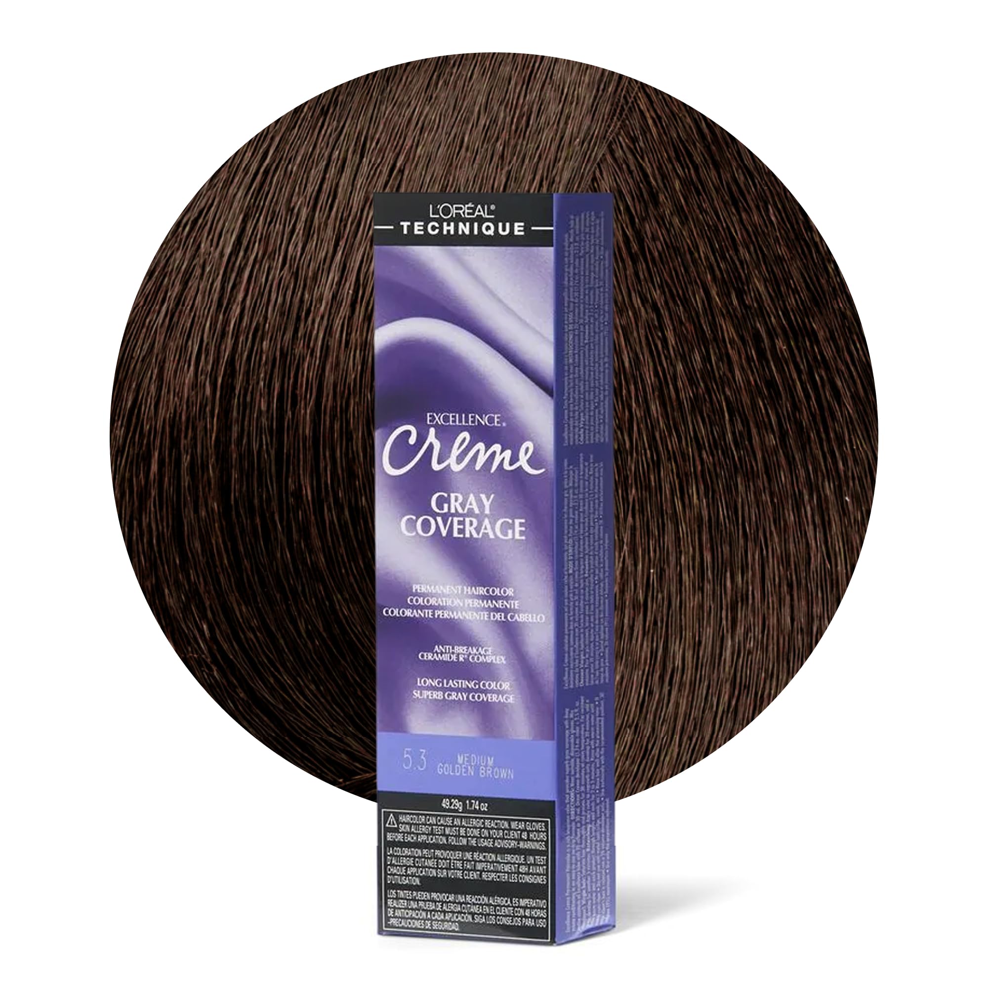 L'Oréal Technique Excellence Crème Permanent Hair Color - Long-Lasting Hair Dye, Rich Formula With No-Drip Application, Superb Gray Coverage