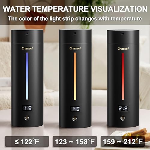 Miniatura 3 de CHACEEF Hervidor eléctrico portátil de 11.8 fl oz, hervidor eléctrico pequeño con 5 ajustes preestablecidos variables, caldera de agua caliente de