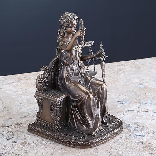 Miniatura 7 de Señora Justicia sentada con escamas y espada estatua Le Justica