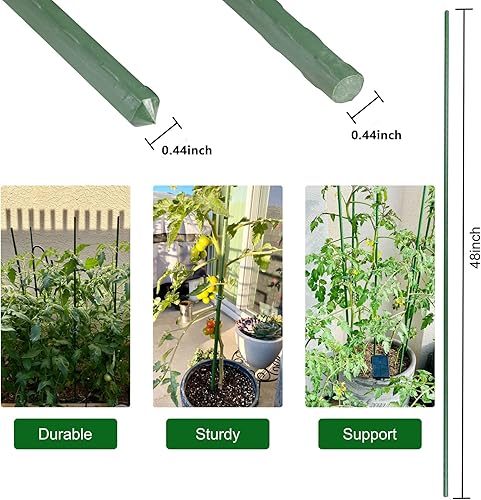 Miniatura 9 de Juego de 60 estacas de jardín, 16 pulgadas cada una, bricolaje de 3 pies, 4 pies, 5 pies, 6 pies, 7 pies, estacas de acero resistentes con 50