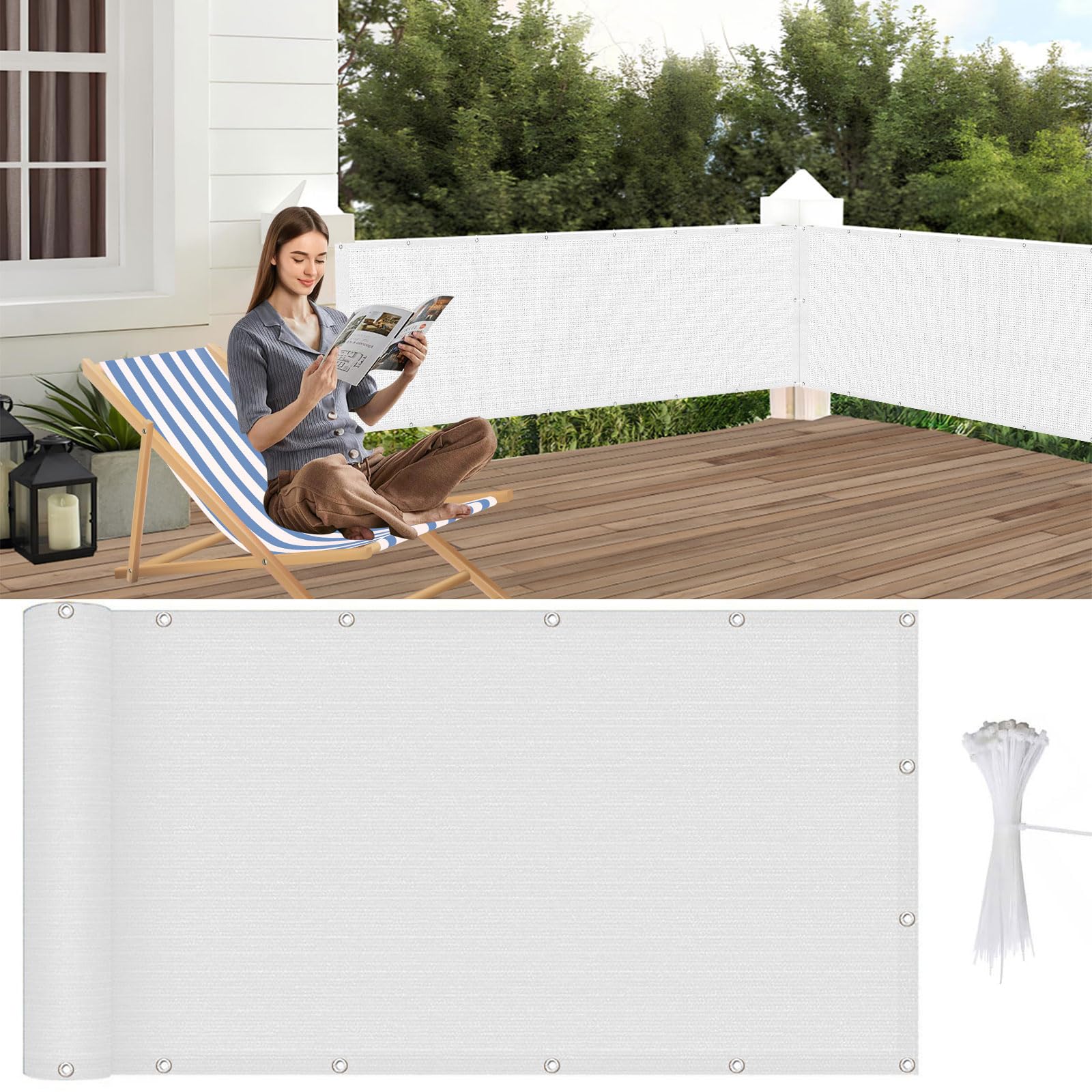 Brise vue de jardin en HDPE blanc pour protéger votre balcon du vent et des regards