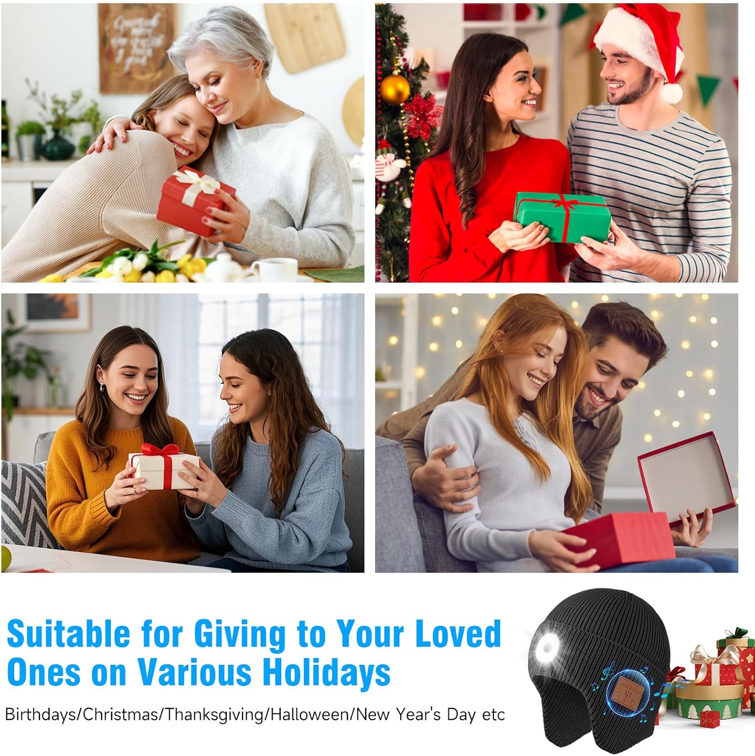 Atapeas Bluetooth Beanie Hat with Light, Rechargeable Wireless Beanie Cap Headlamp hat Music hat, Gifts for Men & Women - Image 5