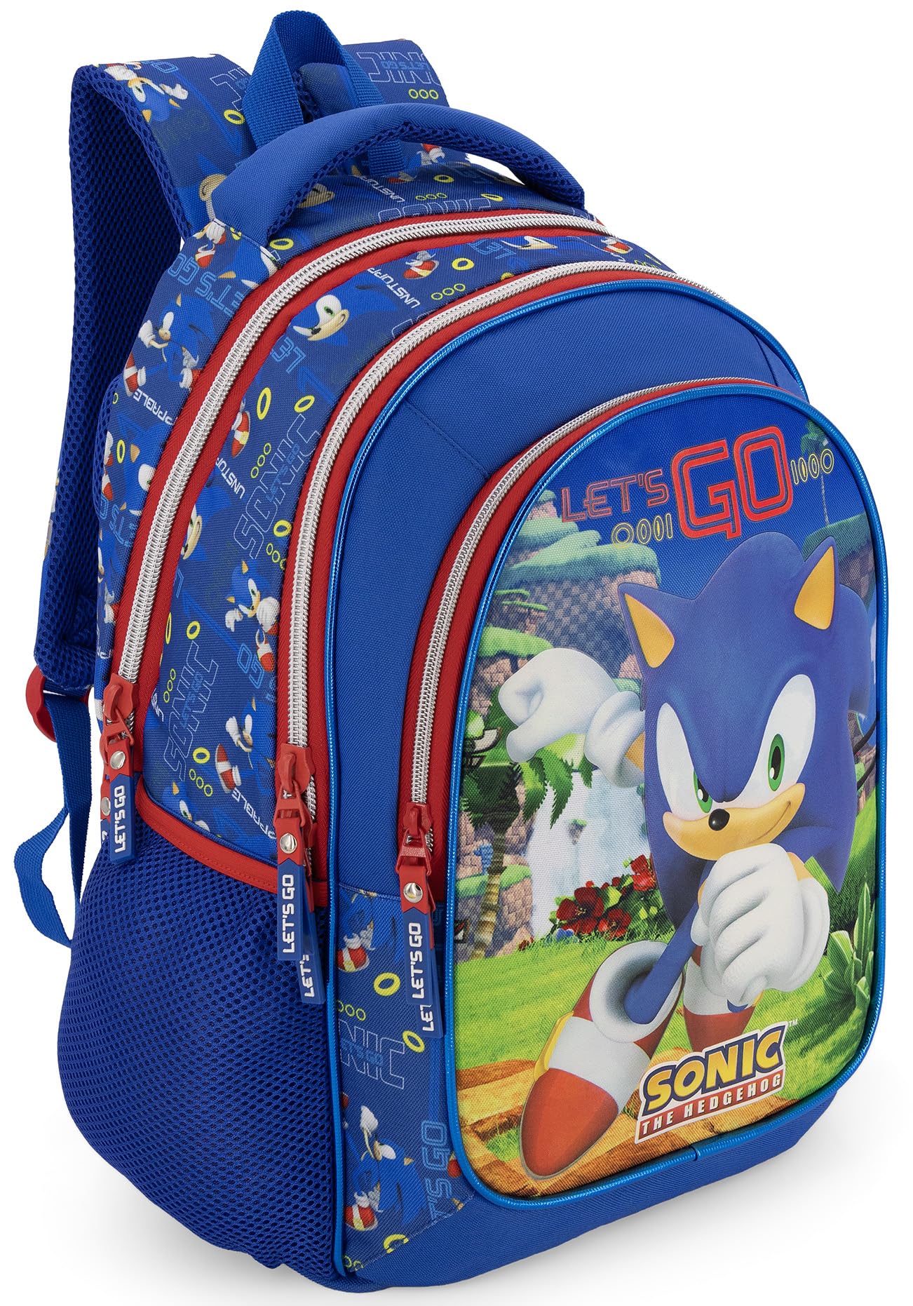 Clondo Zaino Scuola Elementare Bambino 43x33x20 cm – Multitasche Per Sonic Fan – Schienale Ergonomico, Spallacci Imbottiti, Tasche Porta Borraccia, Grande Capacità e Design Brillante | Scuola Elementare Bambino, Schienale Ergonomico, Spallacci Imbottiti,