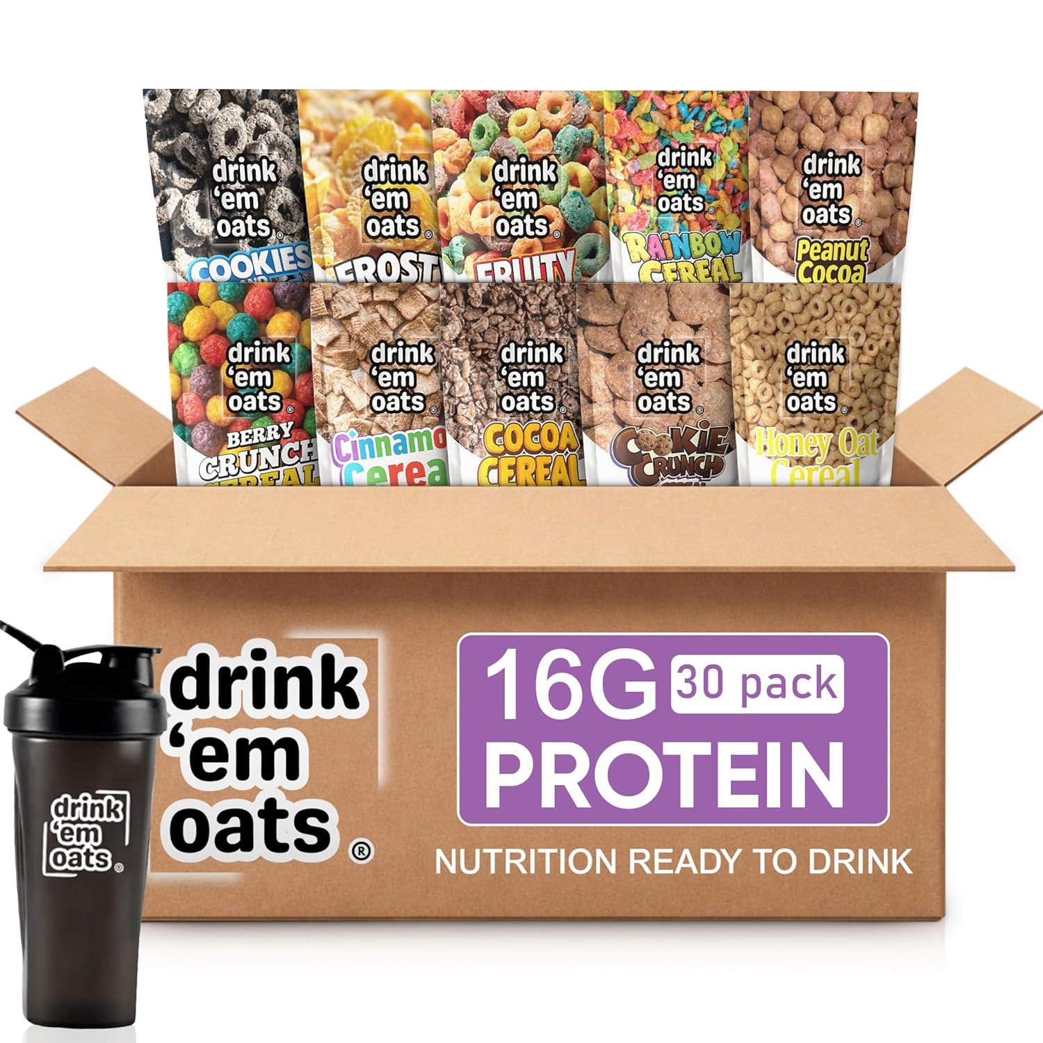 Drink 'em Oats Avena Lista para Beber Pack Variedad - 30 Sobres