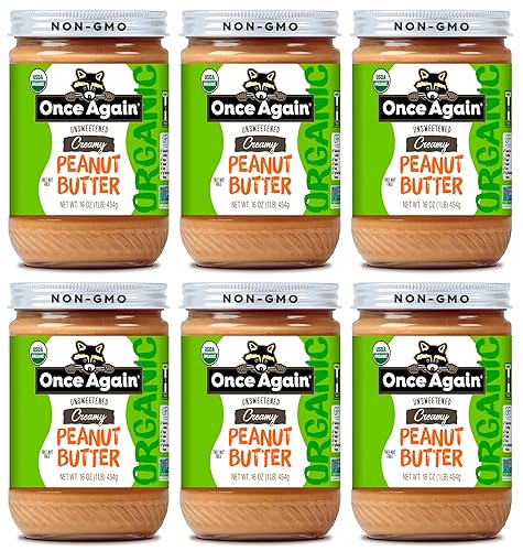 Once Again Mantequilla de maní cremosa orgánica, 16 onzas, ligeramente salada, sin azúcar, orgánica USDA, certificado sin gluten, vegano, kosher,
