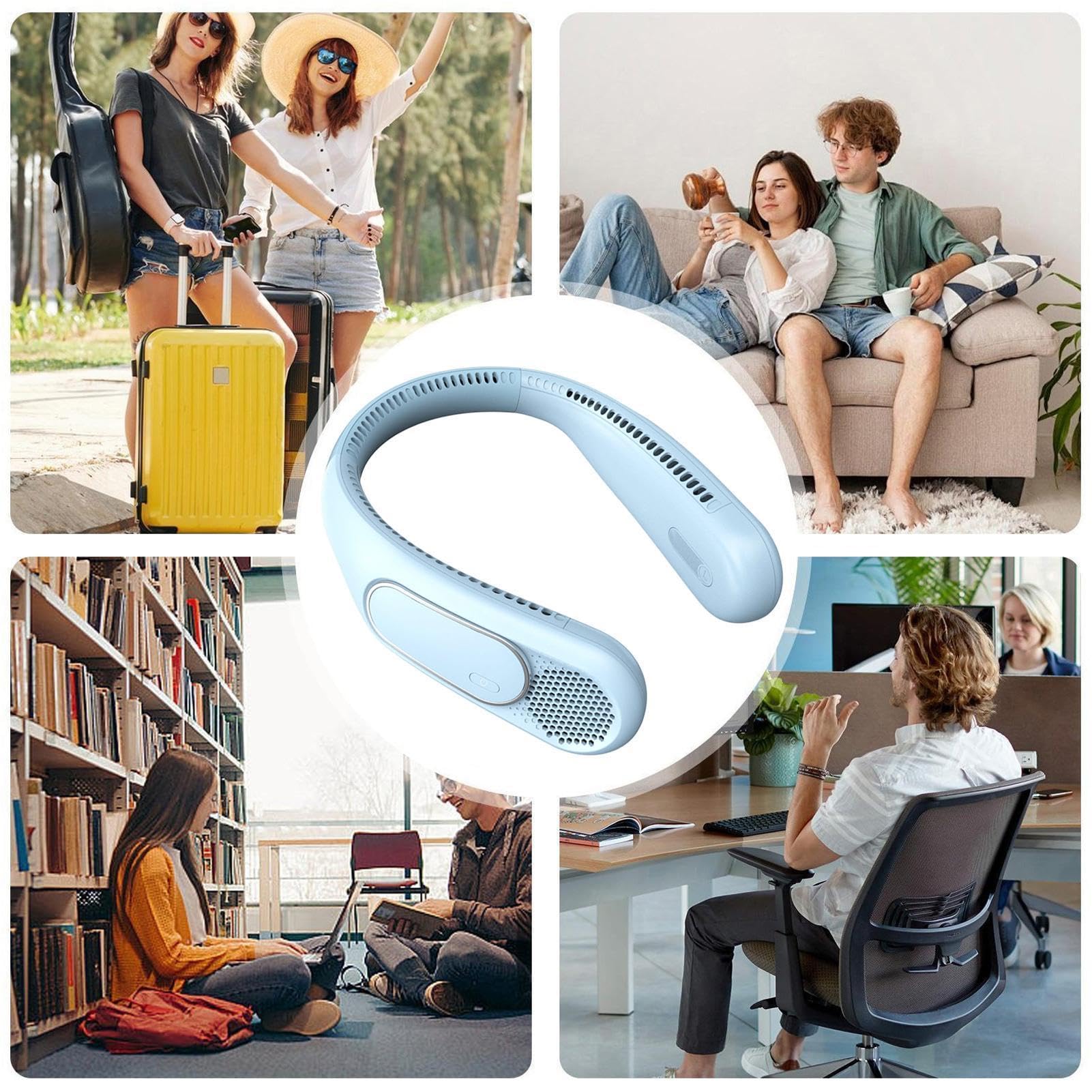 Ventilateur de cou portable sans pales 3 vitesses rechargeable par USB