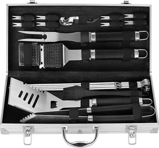 grilljoy 20PCS BBQ Tools Set Stainless Steel Barbecue Utensil Set