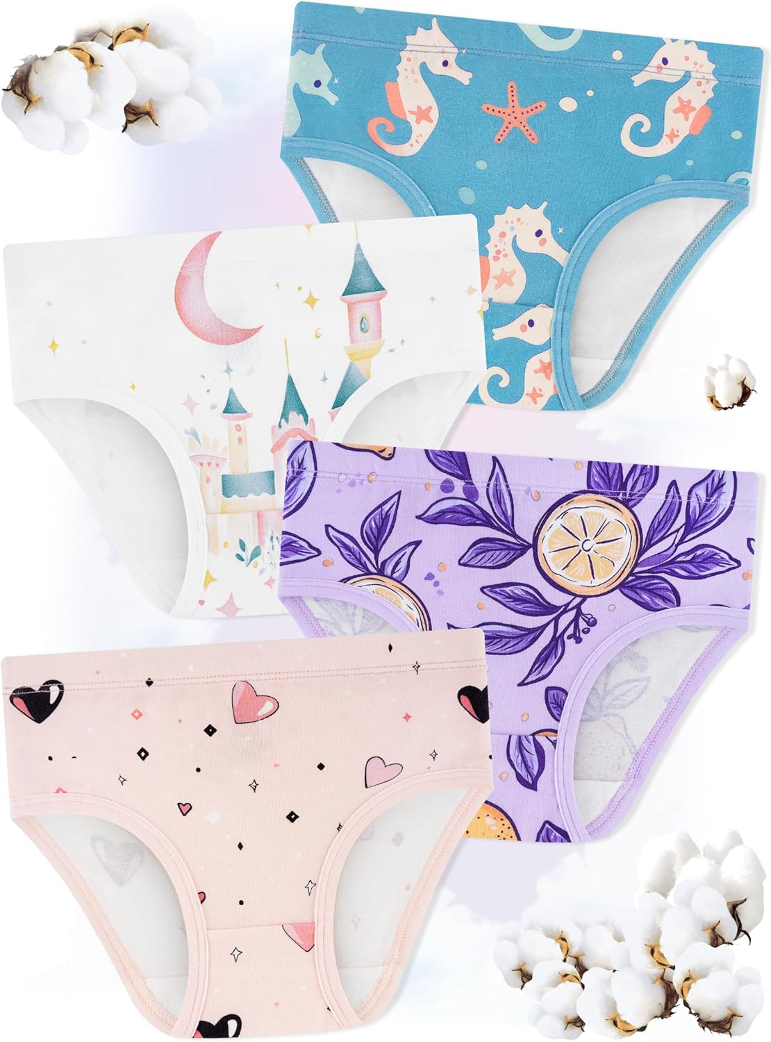 Girls' Underwear,Soft Cotton Tagless Panties for Toddlers' & Little Kids' Comfort,Breathable Briefs,8-Pack - Image 3