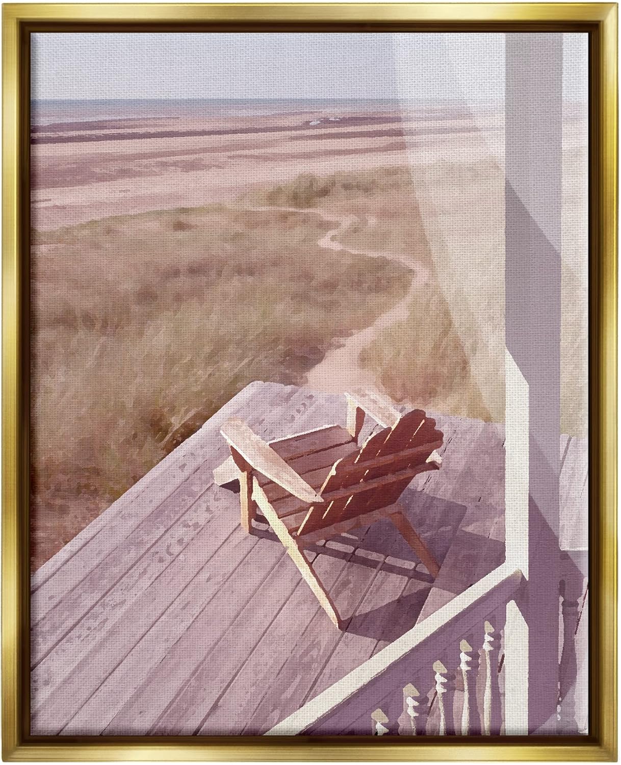 Stupell Industries Lone Lounge Chair Rural Beach Grass Porch, Design by Noah Bay