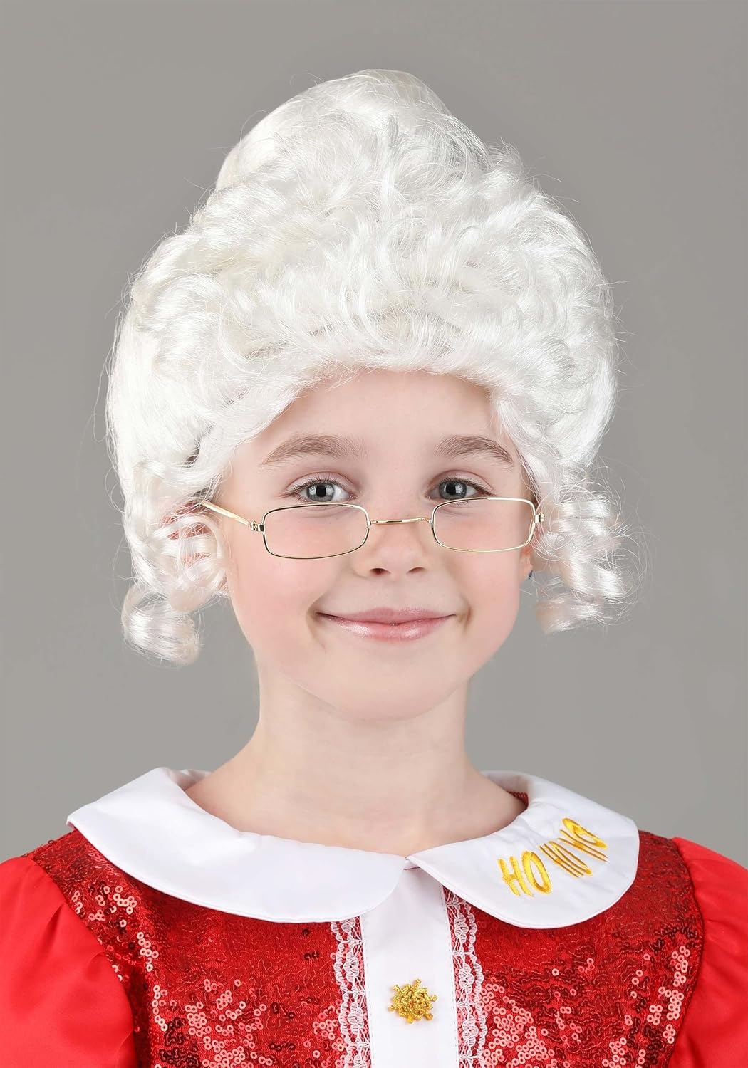 Fun Costumes Kid's Mrs. Claus Wig for Girl's | Mrs. Claus Accessory | White Elderly Hair Synthetic Wig Standard