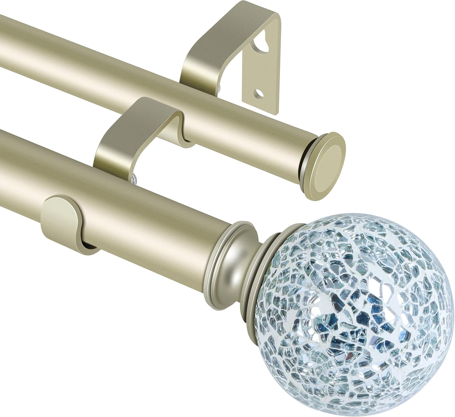 double curtain rod 36-72 inch,1 inch,Champagne Gold Mosaic Finial