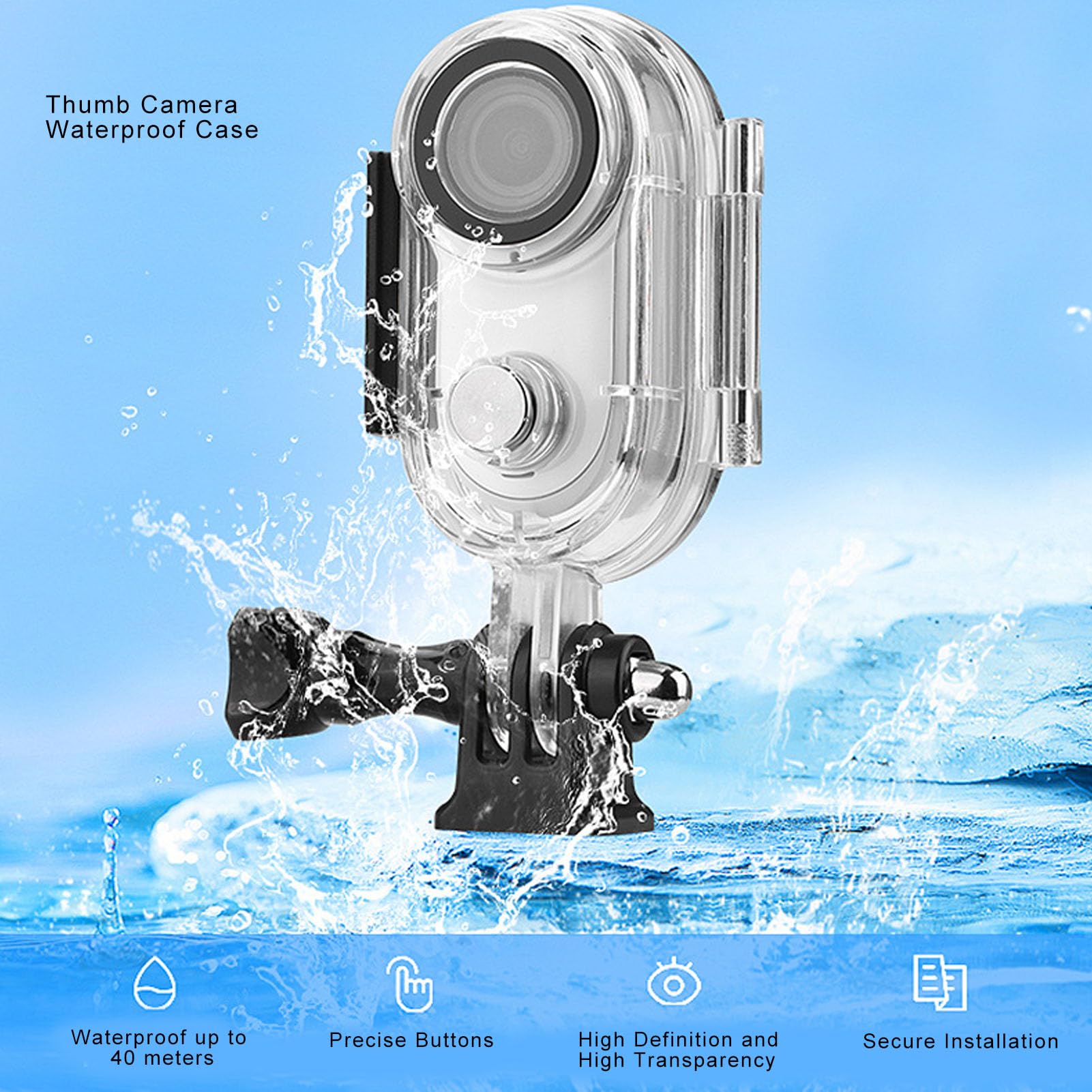 Waterproof Case for GO 3S, 40M Underwater Protective Dive Housing Case for Go 3S Action Camera Accessories