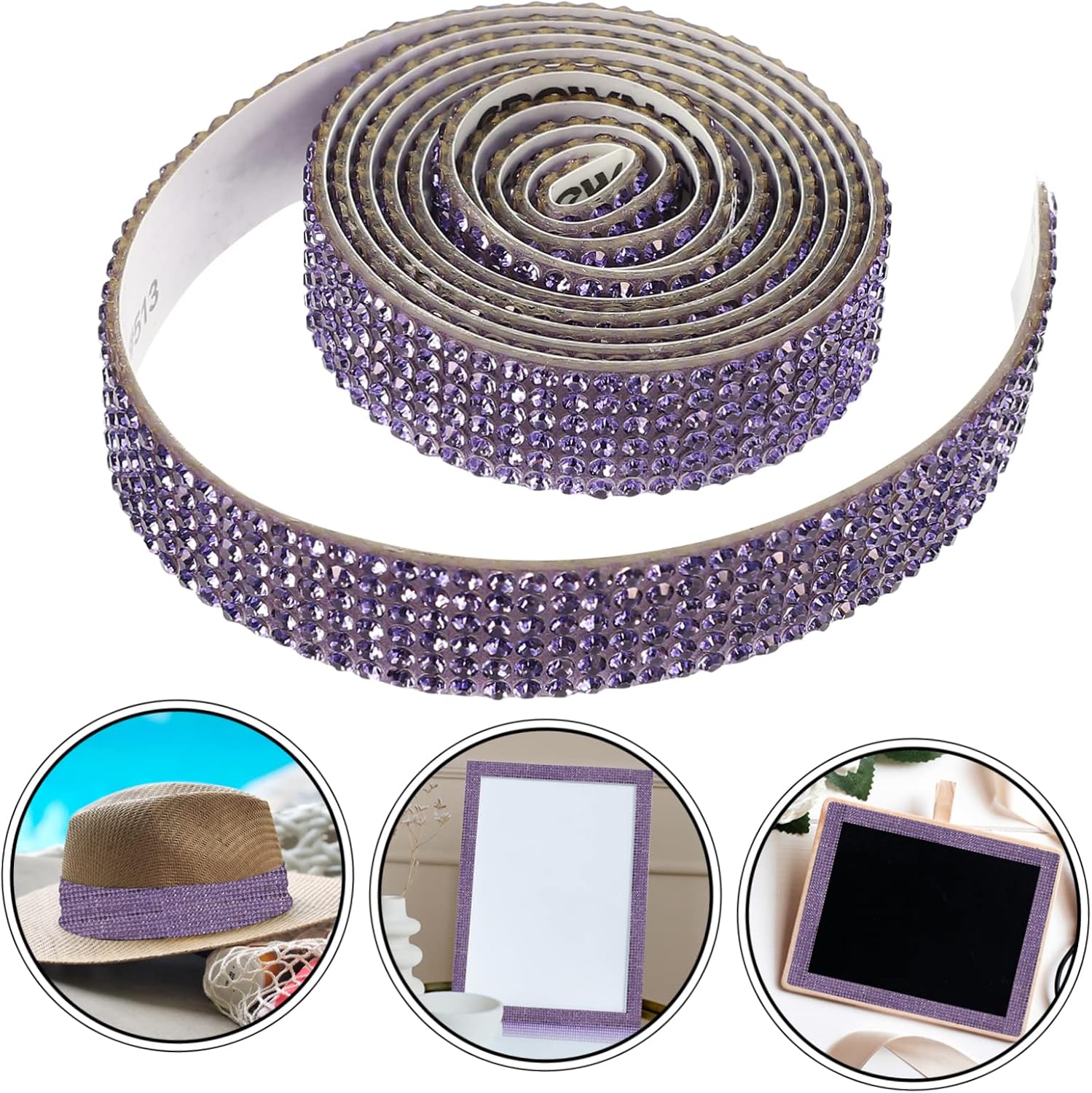 4rolls Sparkly Rhinestone Applique Iron Patches for DIY Dress and Belt Decoration Dreamy Purple Self-Adhesive Strips Each for Crafting and Clothing Embellishment