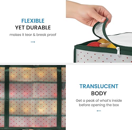 Miniatura 5 de Caja grande de almacenamiento de plástico para decoraciones navideñas con dos cierre de cremallera uno en cada cara