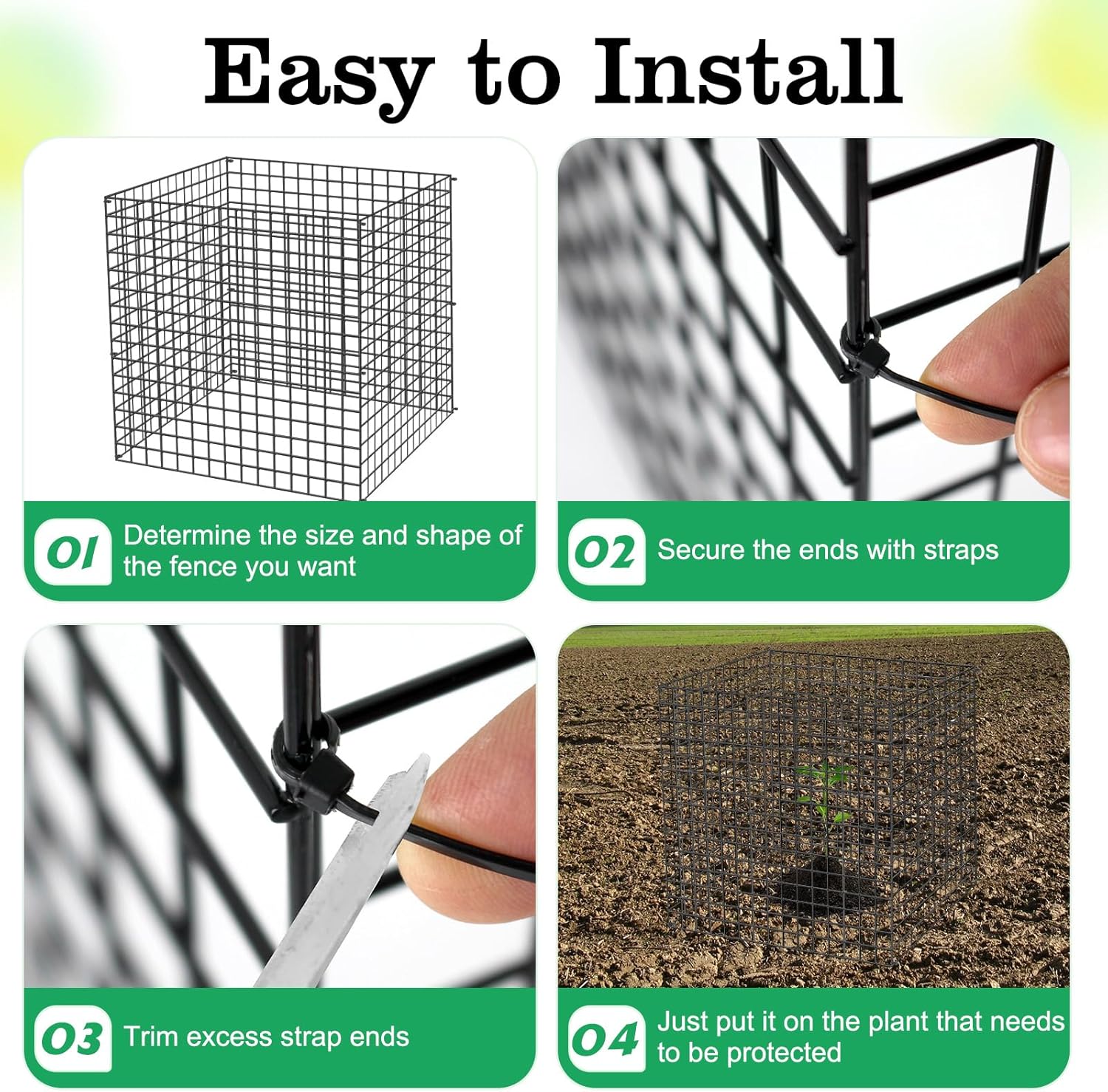 4 Packs Wire Plant Protectors,15.7" X 15.7" Wire Mesh Plant Protector cage,DIY Garden and Vegetable Protectors,Plant Cage to Protect Plants from Animals