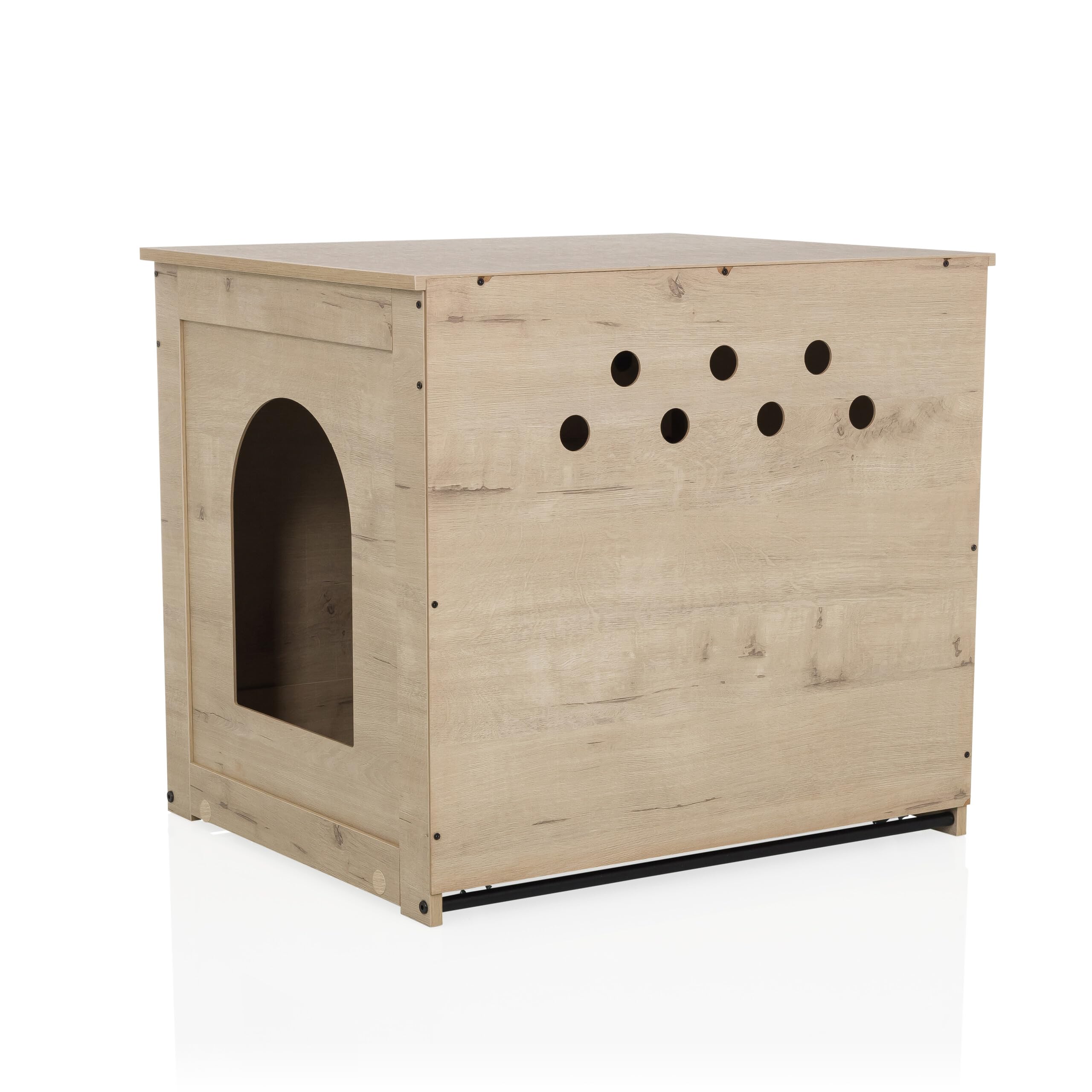 hjh LVING Domek dla kota do domu, 60 x 50 x 53,2 cm, Kitty Pawbox, 1 szafka na kuwetę dla kotów, legowisko dla kota o obciążeniu do 30 kg, dąb