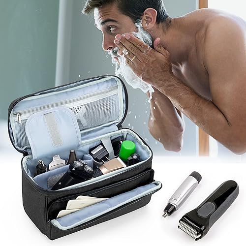 Miniatura 8 de CURMIO Bolsa de peluquería para cortapelos, estuche de viaje para hombre para afeitadora electrónica, recortadora de pelo y herramientas de corte de