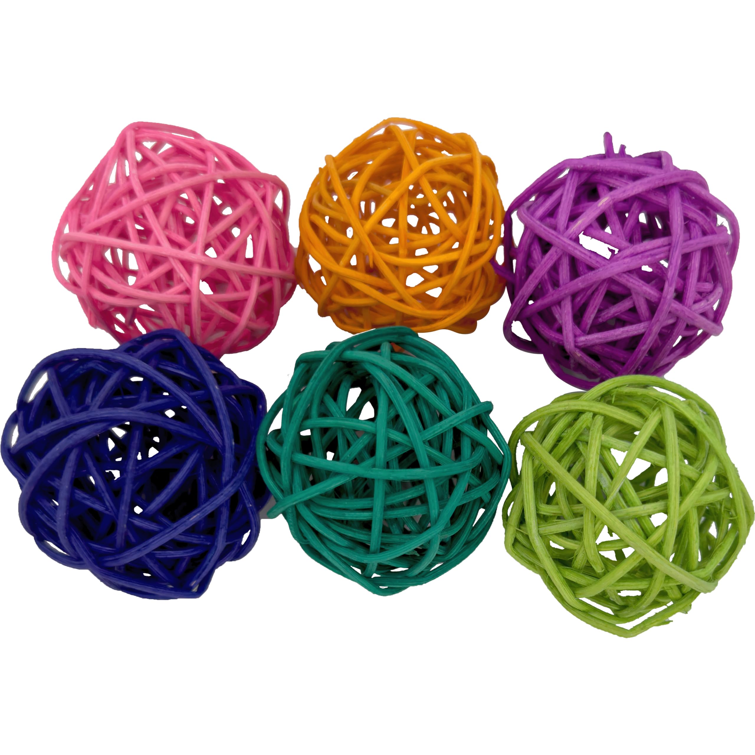5057 Pk6 Small Rainbow Vine Balls - Handwoven colorful natural vine balls, Classic foot toys, Easy for birds to interact with, Breakable stuff able and chewable, Great for Budgies Parrotlets Cockatiel