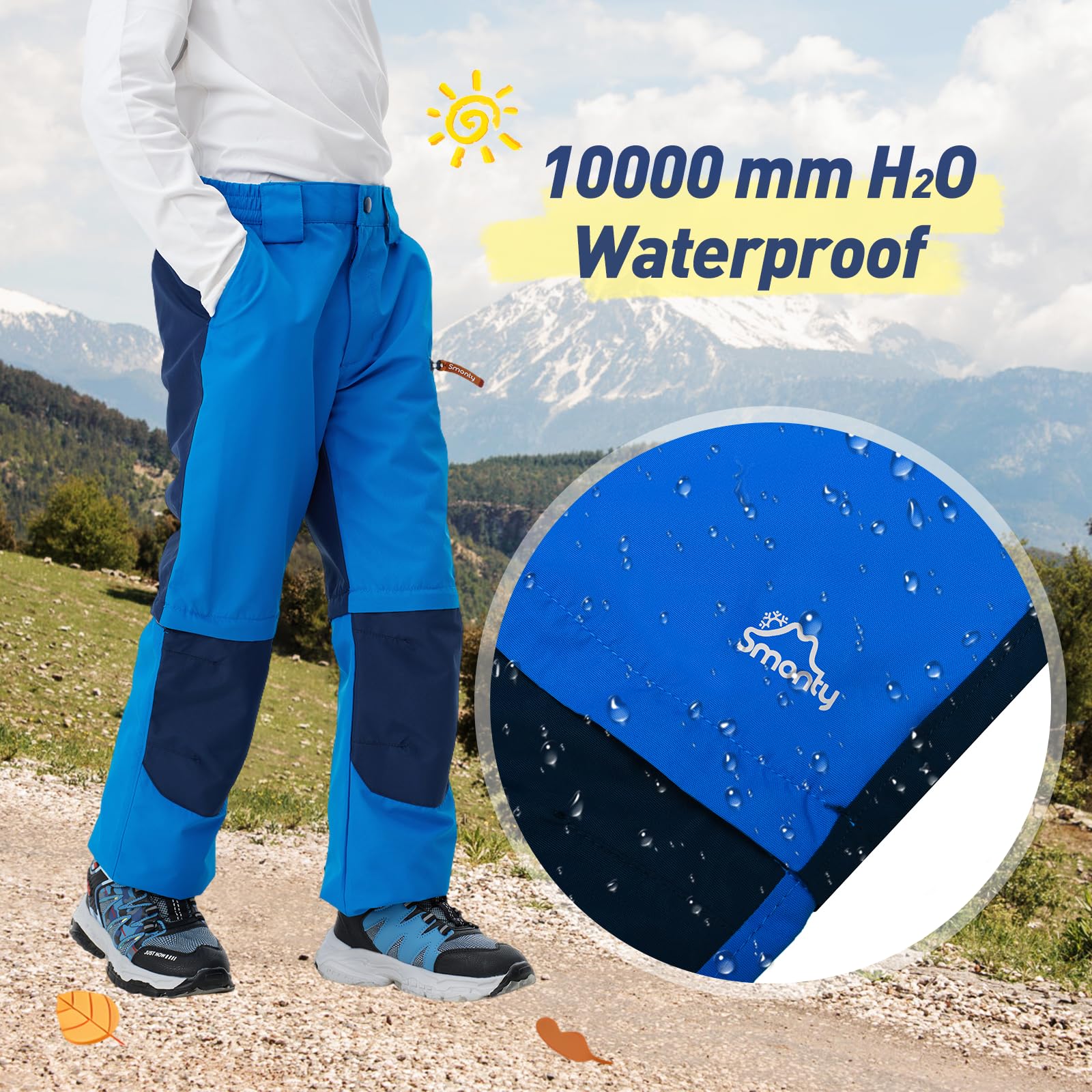 SMONTY Pantalons de randonnée pour Enfants, imperméables, Coupe-Vent et Softshell, pour garçons