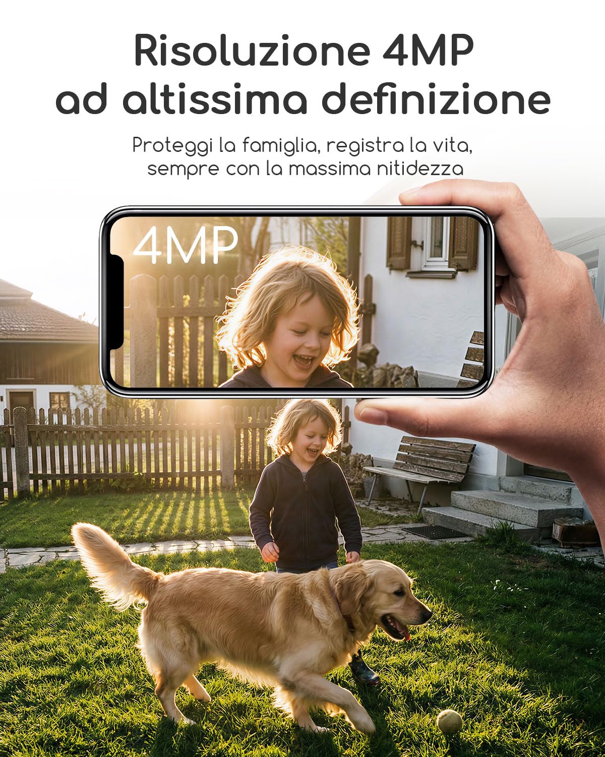 COOAU 4MP kit Telecamera Wi-Fi Esterno con Pannello Solare, 64GB Card Incluse, Wi-Fi 6 Dual Band(2.4GHz & 5GHz), Visione Notturna a Colori, Senza Abbonamenti, Adatta per Interni ed Estern, IP66, Cloud - 2