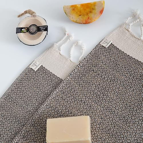 Miniatura 19 de SMYRNA TURKISH COTTON Paquete de 6 paños de baño versátiles para baño, hotel, spa, gimnasio, suaves, absorbentes, prelavadas y de secado rápido