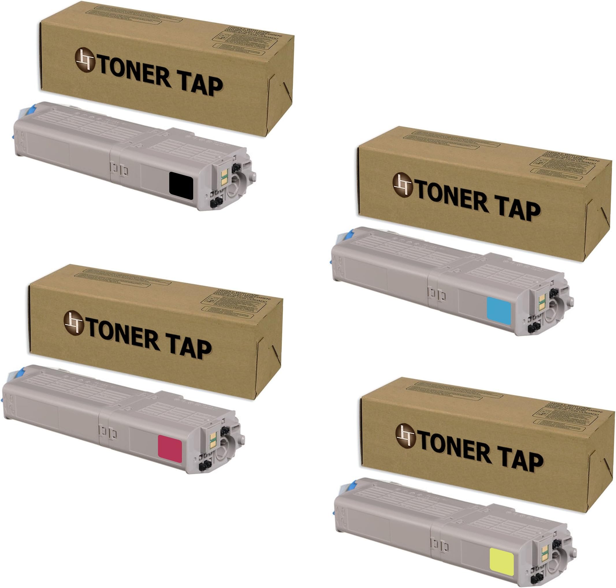 Toner Tap for Okidata C532 C532dn MC573 MC573dn Compatible with 46490604 46490603 46490602 46490601 (4 Pack Bundle)