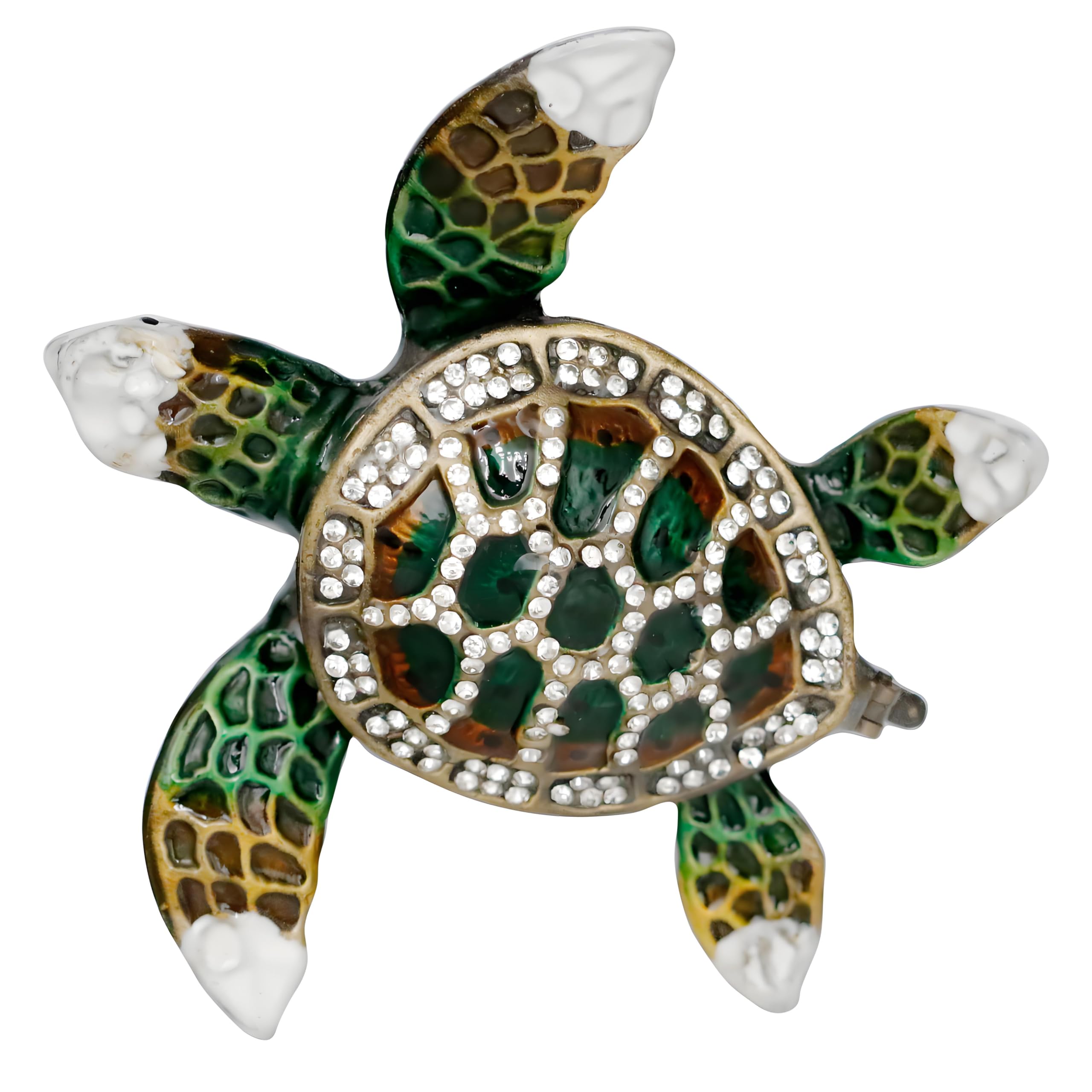 SEVENBEES Green Sea Turtle Box Hand Painted Hinged Small Trinket Boxes Enameled Sea Turtle Decor Jewelry Box Gifts for Home Decor