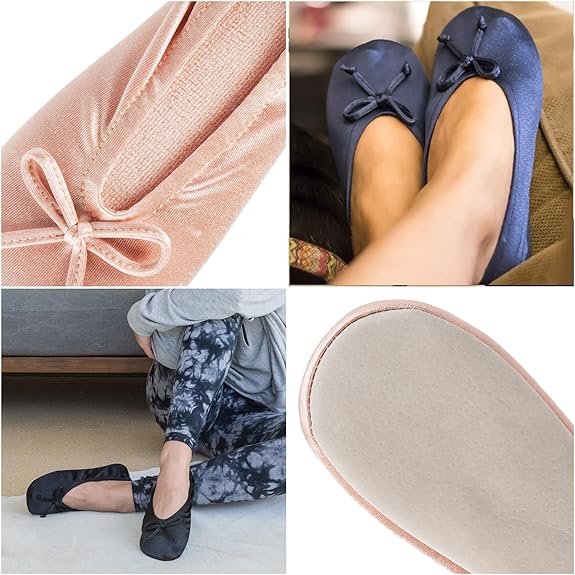 Chaussons Ballerines Femme Isotoner - Velours Doux & Semelle Mémoire De Forme - Ultra Confortables Taille 41/42