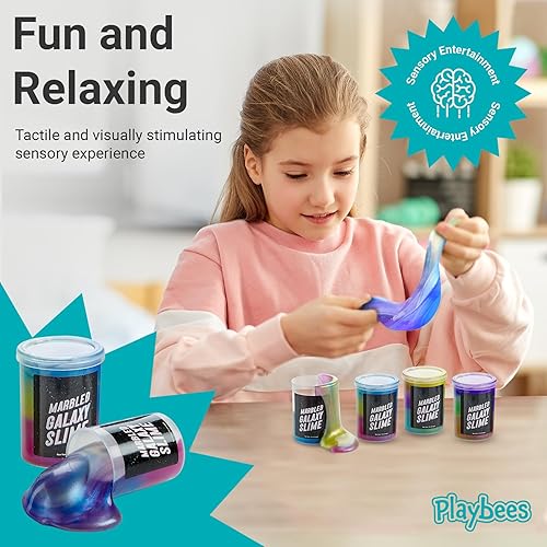 Miniatura 5 de Playbees Slime de galaxia marmolada  Paquete de 12  Cosmic Galaxy Gooey Unicorn Fidget Kit para estimulación sensorial y juego creativo  Regalo