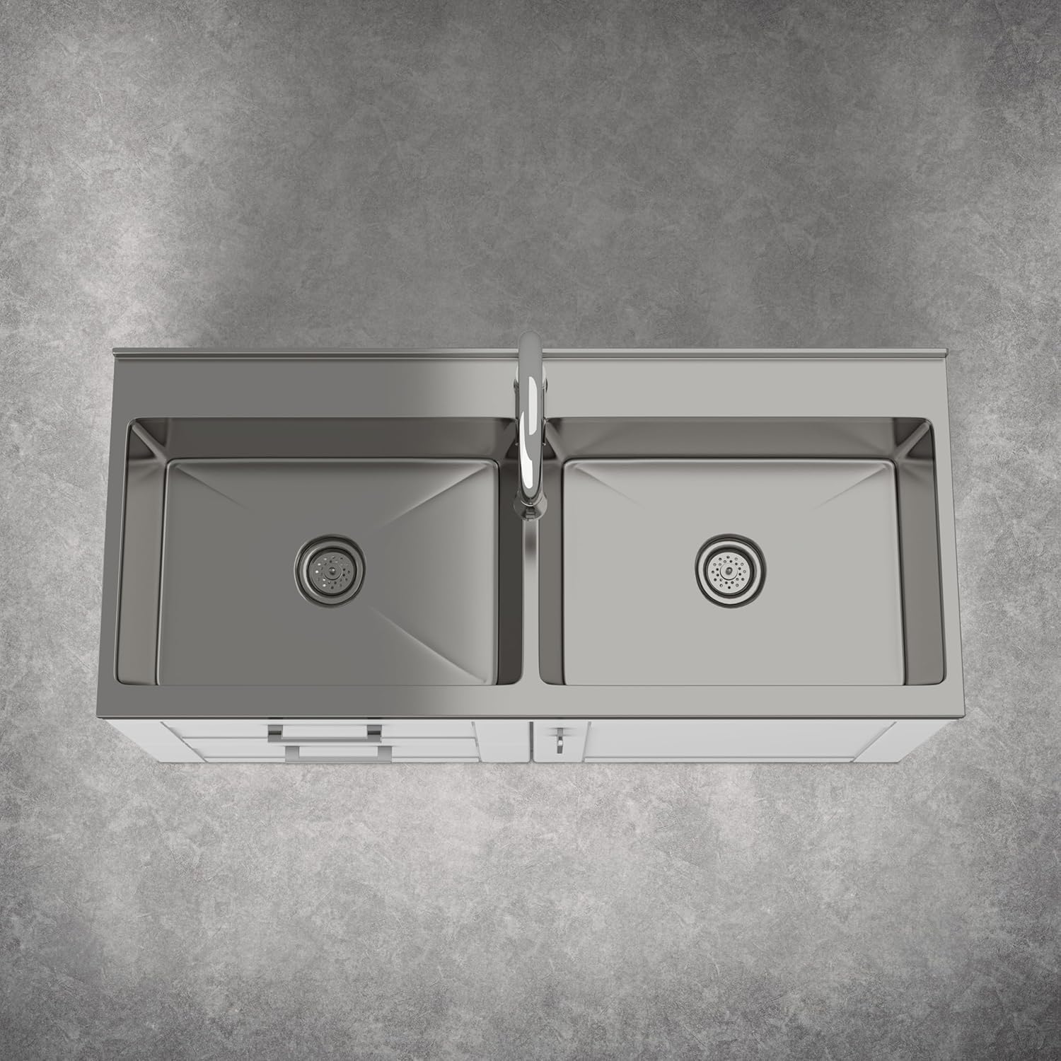 SIMPLIHOME Modern Wide Shaker All-in-One 46 inch Wide Utility Sink and Laundry Cabinet in Glacier White Finish, Transitional Stainless Steel Sink Cabinet for Laundry Rooms with High-Arch Chrome Faucet