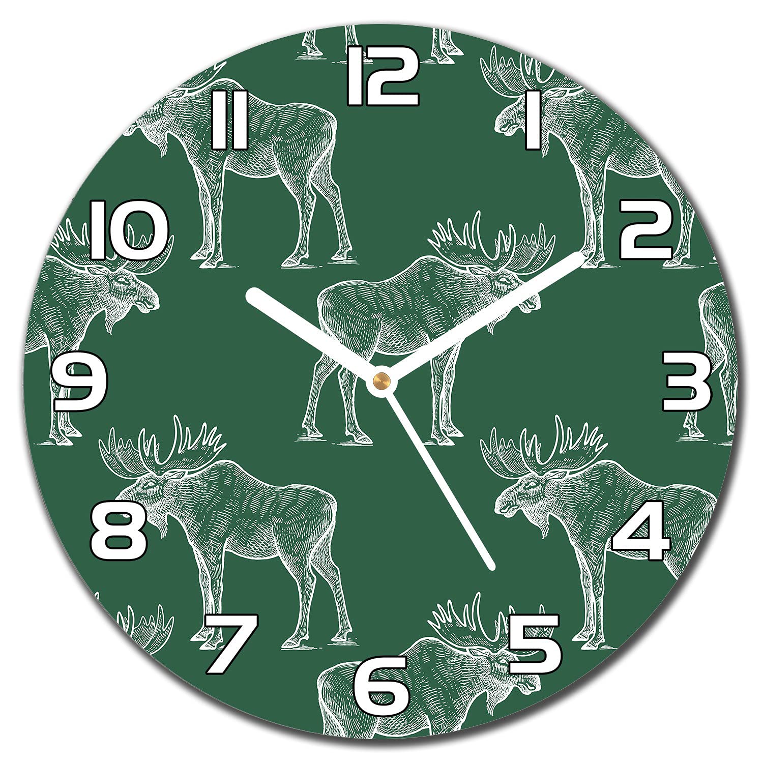 Horloge en Verre Cuisine et Salon Moderne avec Motif Renne Nordique 30cm