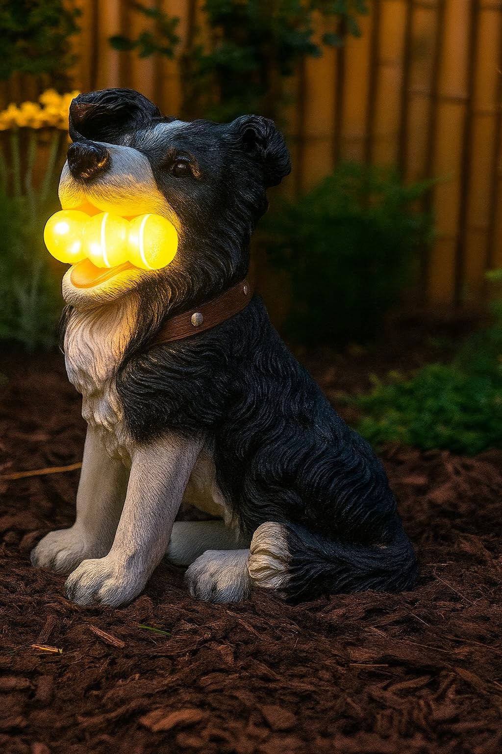 Garden Mile Solar Garden Dog Ornament Waterproof Resin Dog Statue with Light up Balls Figurine Solar Powered Garden Decoration Puppy Light for Outdoor, Patio