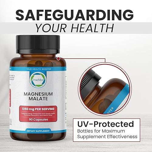 Miniatura 9 de Malato de magnesio 1350 mg, 90 cápsulas de suministro de 30 días con alta biodisponibilidad para la función muscular, producción de energía y apoyo