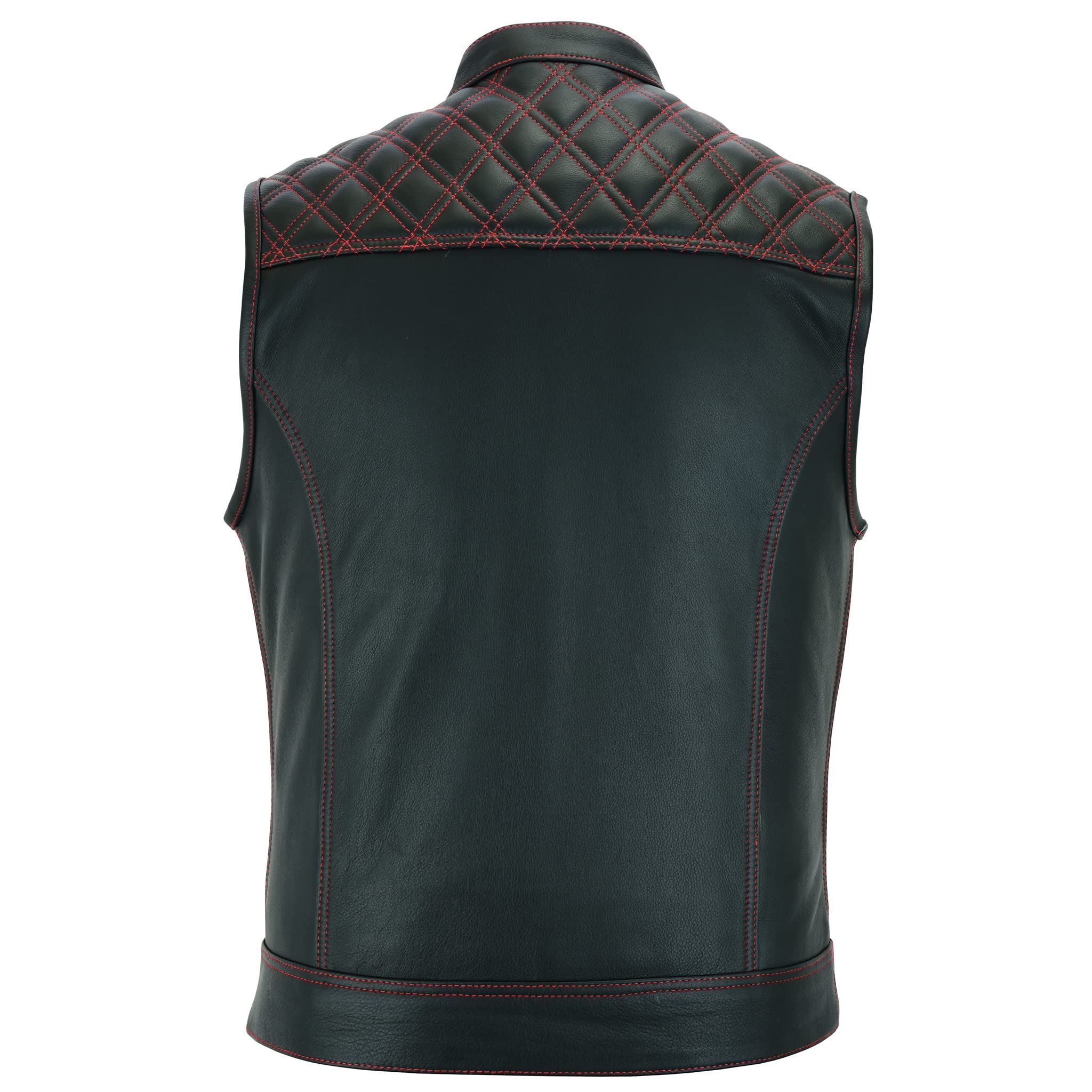 Leatherick Groove Club Hommes Gilet Cuir Biker - Doublure Traditionnelle En Satin Paisley Avec Surpiqûres Noires, SOA Pre Paisley R&B 301