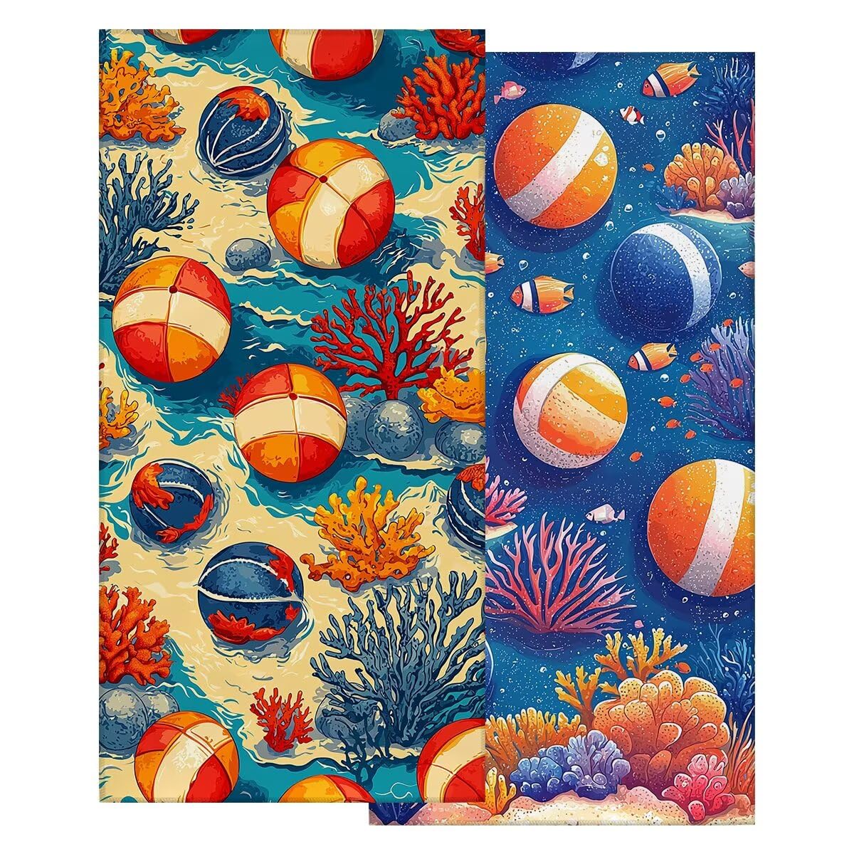 Toalla Playa 80x160 cm, Toalla Gimnasio Microfibra Secado Rapido, Juego de 2 Antiarena Toallas de Playa, Ligera Compacta Toallas Microfibra Grande para Viaje, Regalo Hombre Regalo Mujer (Coral) -5045