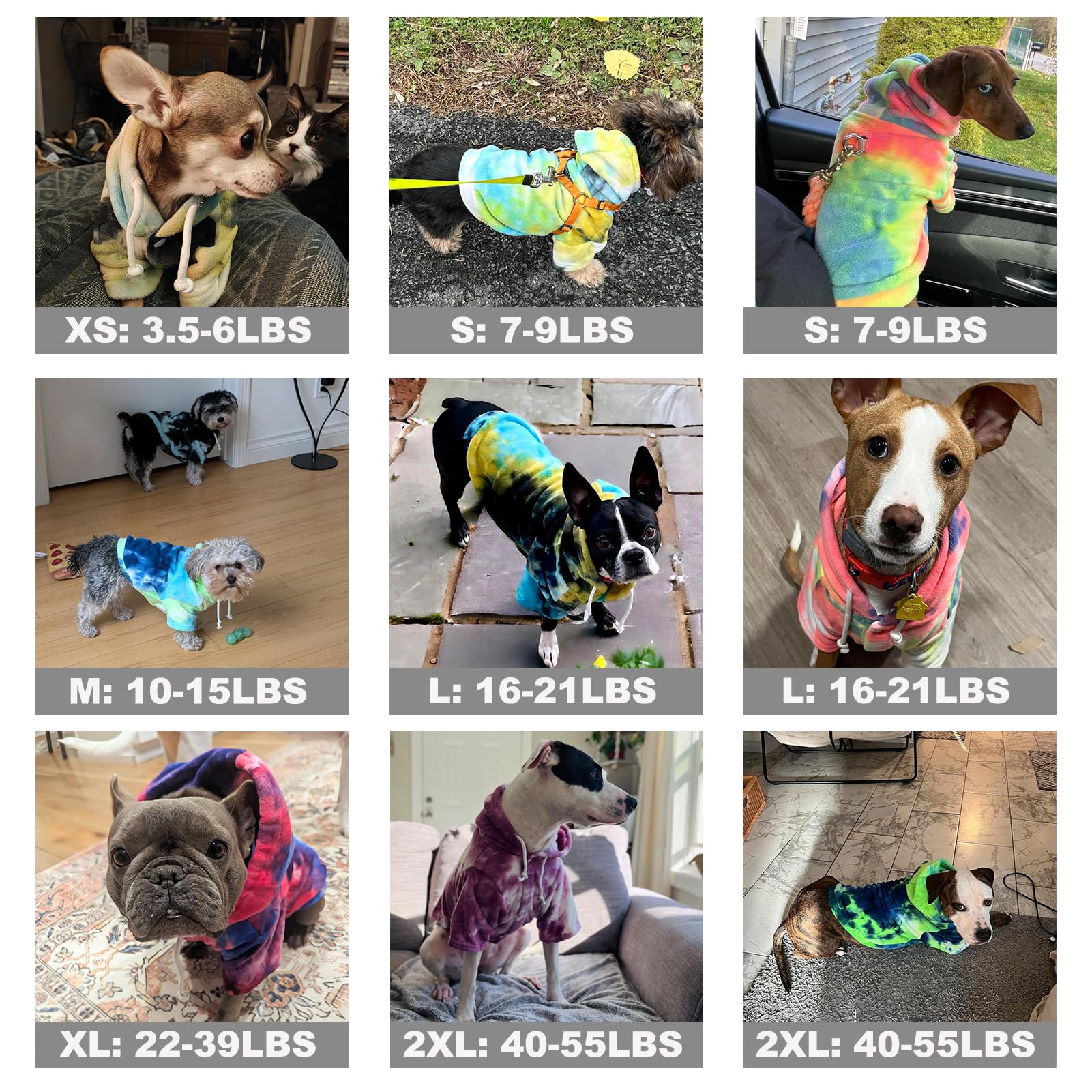 Mklhgty Tie Dye ubrania dla psów, bluza z kapturem, płaszcz zimowy dla zwierząt domowych, bluzy dla małych psów, chłopców i dziewczynek