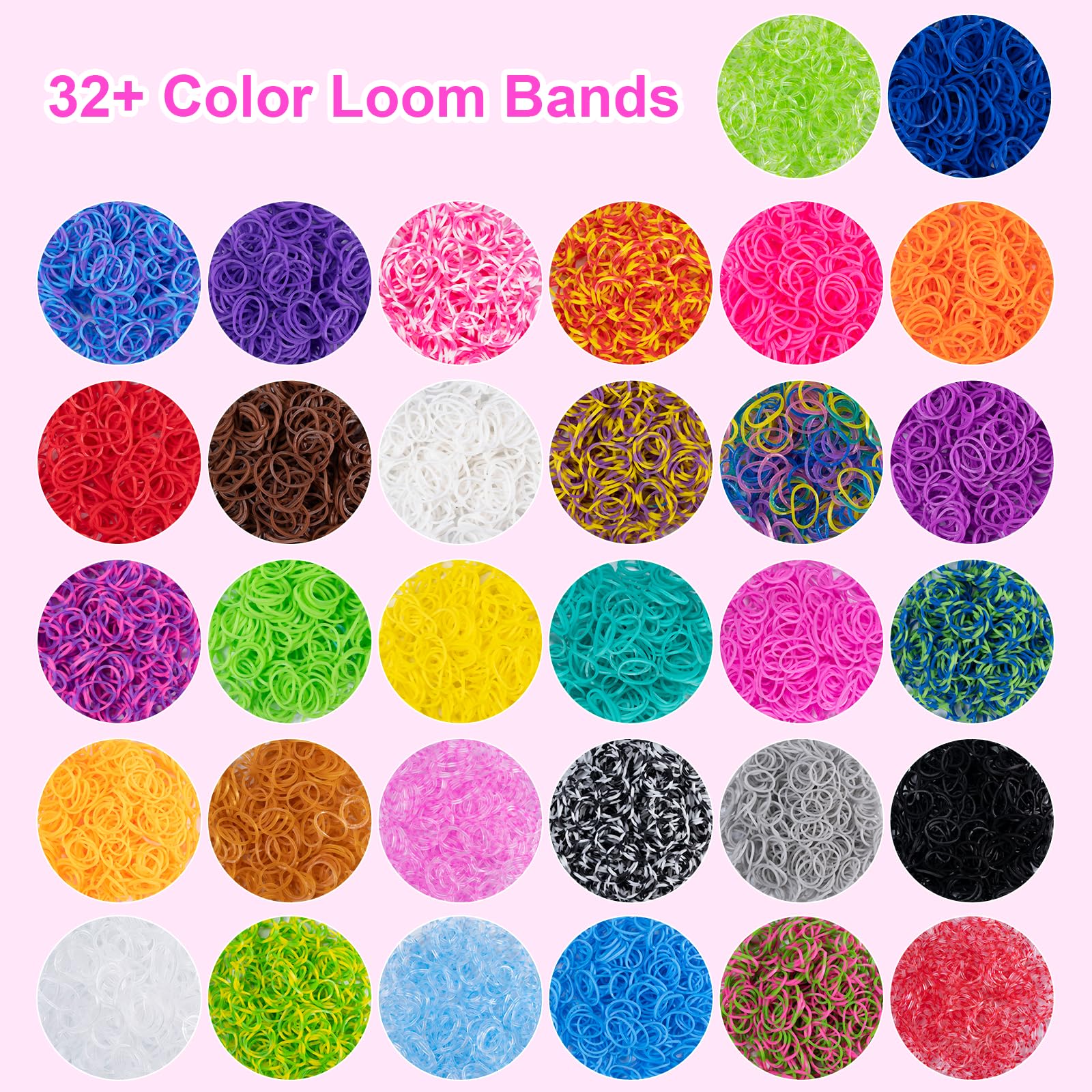 Noa Home Deco Loom Set di 15000 elastici per braccialetto fai da te, accessori, set di elastici colorati con ciondoli e accessori, fai da te, regalo per bambini, ragazzi e ragazze