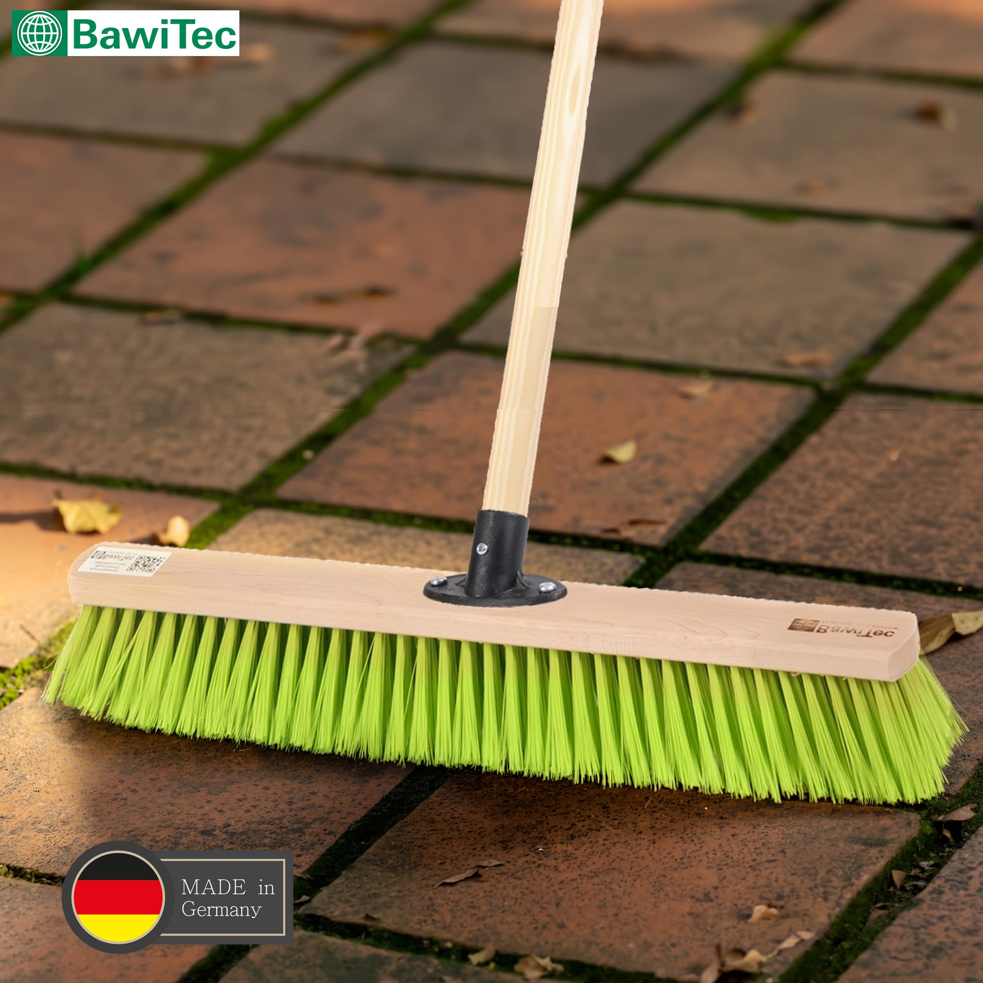Straßenbesen Neon-Grüne Borsten 60cm Besen mit Stiel 160cm Besenstiel Lang