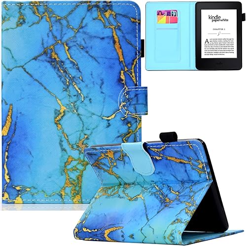 Miniatura 15 de Funda para Kindle Paperwhite, de piel sintética, con ranuras para tarjetas, con tapa de apagado y encendido automático para Amazon Kindle Paperwhite