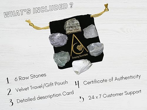 Miniatura 6 de Cristales para manifestación de trauma emocional, juego de 6 cristales curativos de lepidolita, aventurina verde, escolecita, vesuvianita, ágata de