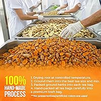 Vista 7 de FreshDrinkUS, 135 bolsas de té de jengibre y cúrcuma premium, ingredientes 100% naturales, mezcla hecha a mano de té de hierbas de cúrcuma